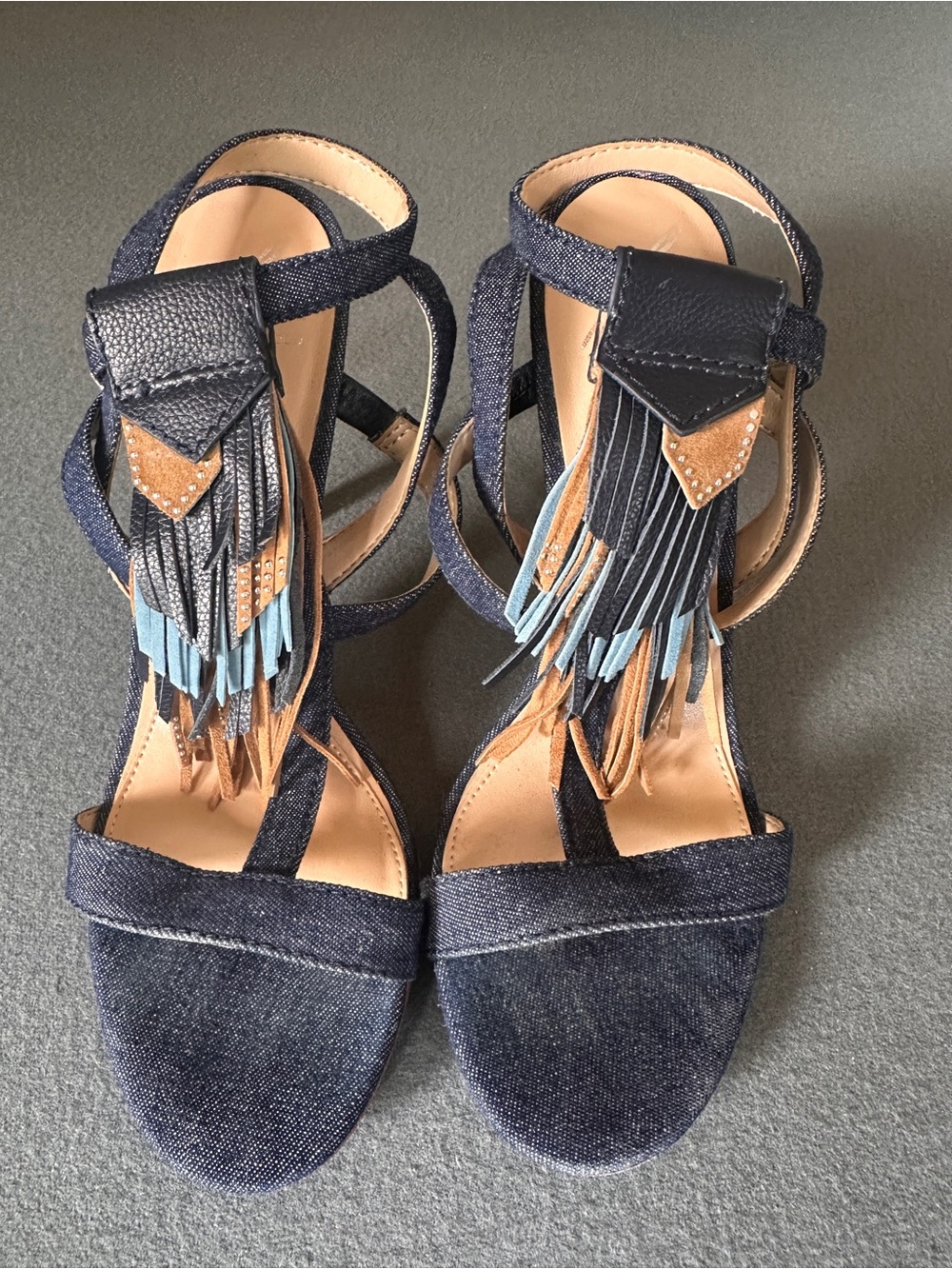 RARE B Brian Atwood Denim Fabia Heels